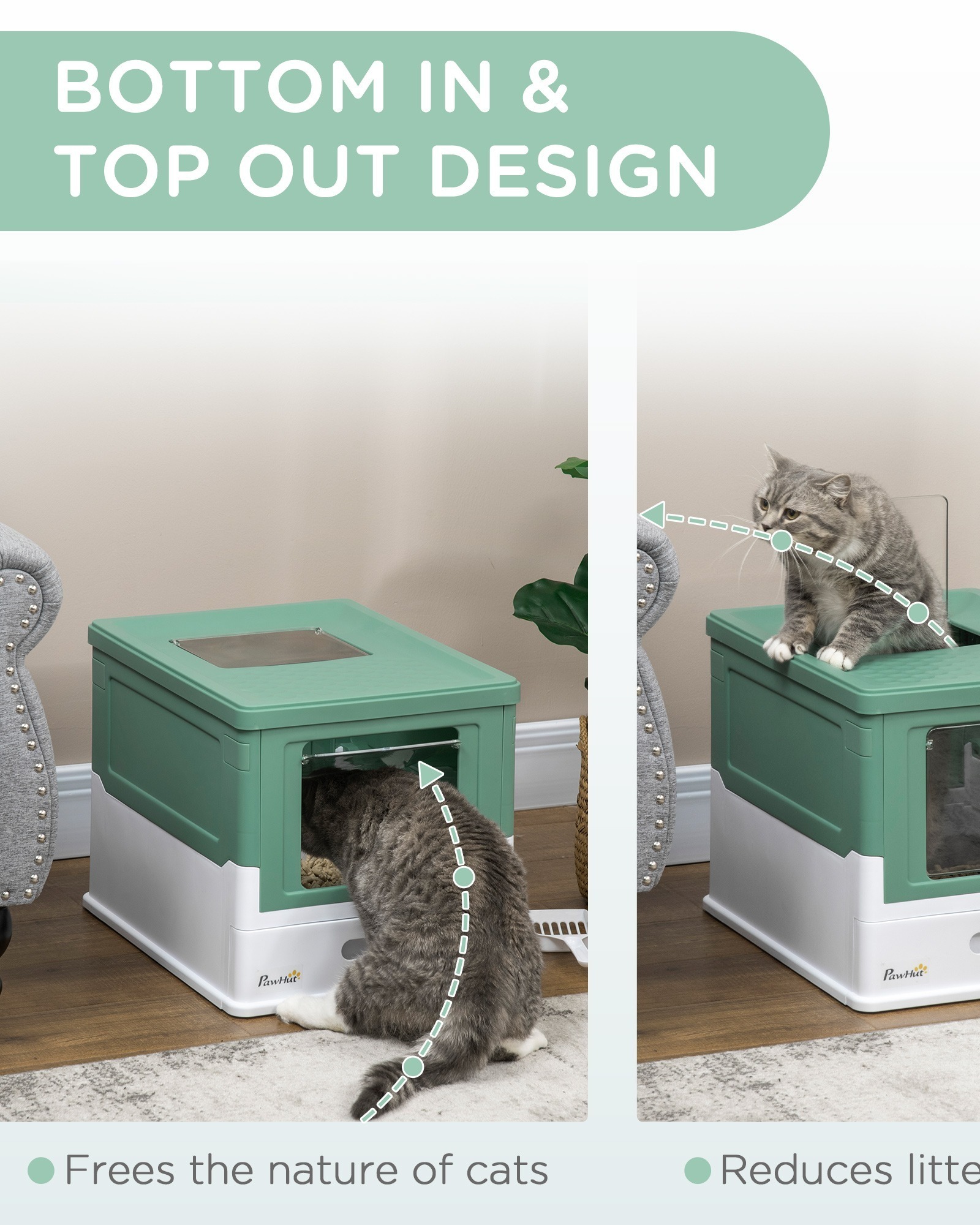 Enclosed Cat Litter Box with Scoop- Easy - Clean Covered Cat Toilet