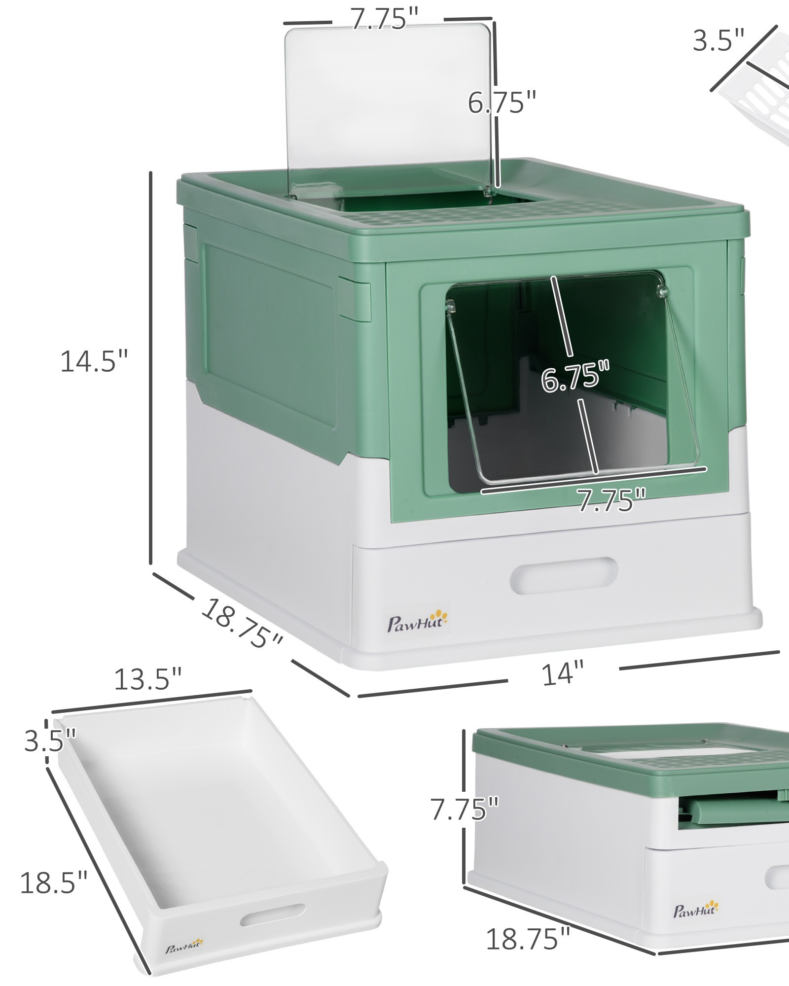 Enclosed Cat Litter Box with Scoop- Easy - Clean Covered Cat Toilet
